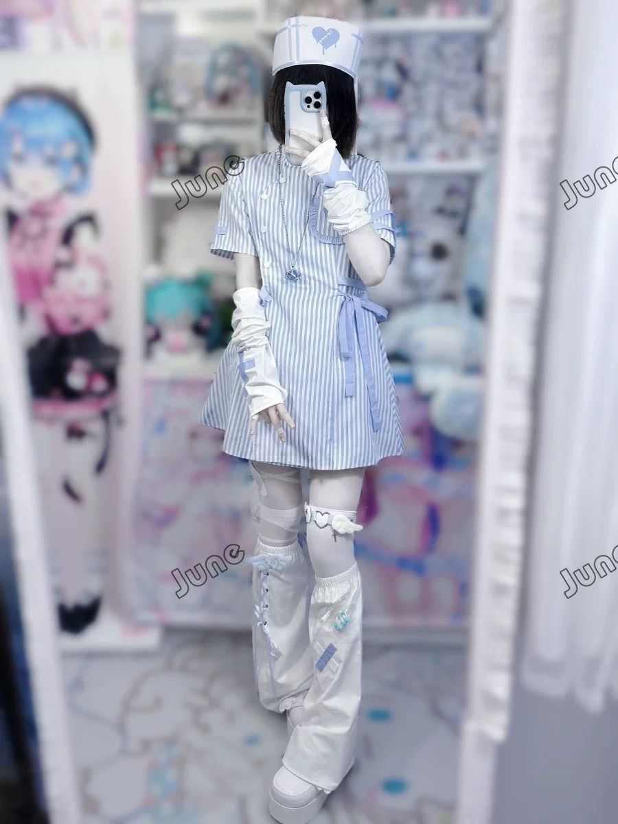 病棟ナースのコスプレセットアップ ロリータ 地雷 サブカル 天使界隈 病みかわ ♡病棟ナースのコスプレセットアップ♡ロリータ♡地雷♡サブカル