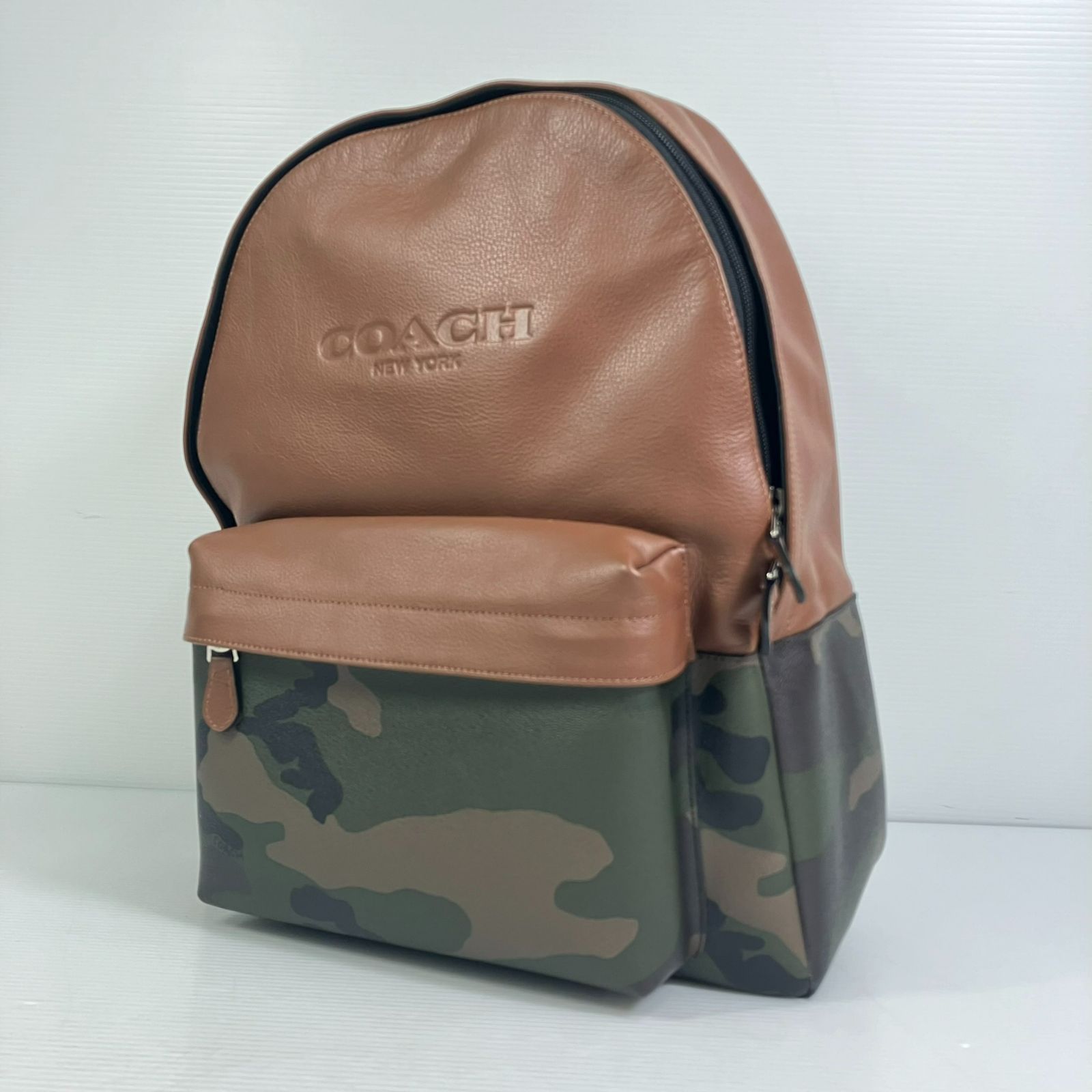 極美品】COACH コーチ 迷彩 カモフラ レザー 本革 リュック バック 