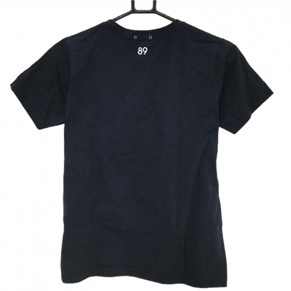 パーリーゲイツ Tシャツ ネイビー×白 コットン混 ロゴ刺しゅう