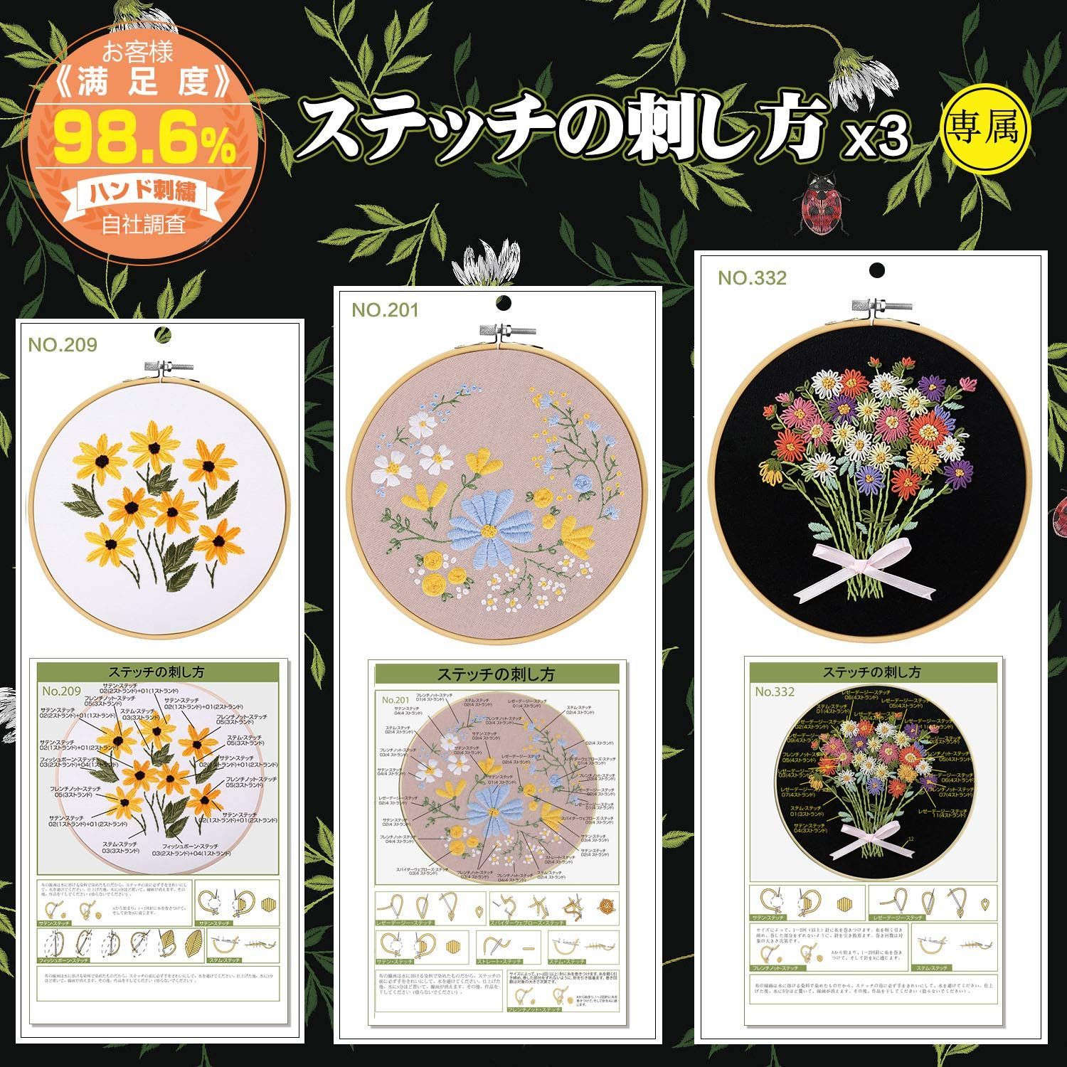 日本刺繍 枠、糸、針、本