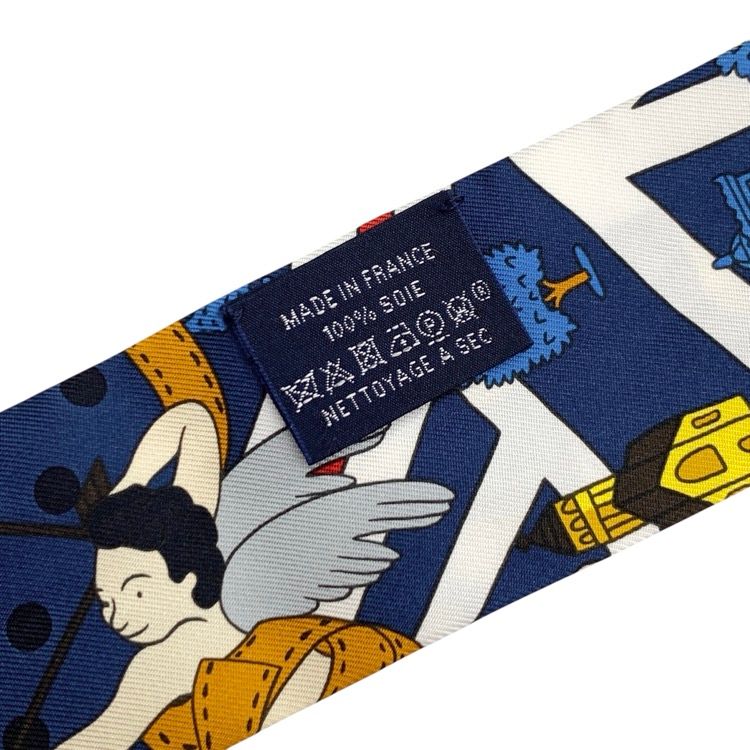 【新品未使用】HERMES　エルメス　ツイリー　新パリの恋人たち　ブルー エルメス HERMES パリの恋人達 ツイリー スカーフ シルク ブルー