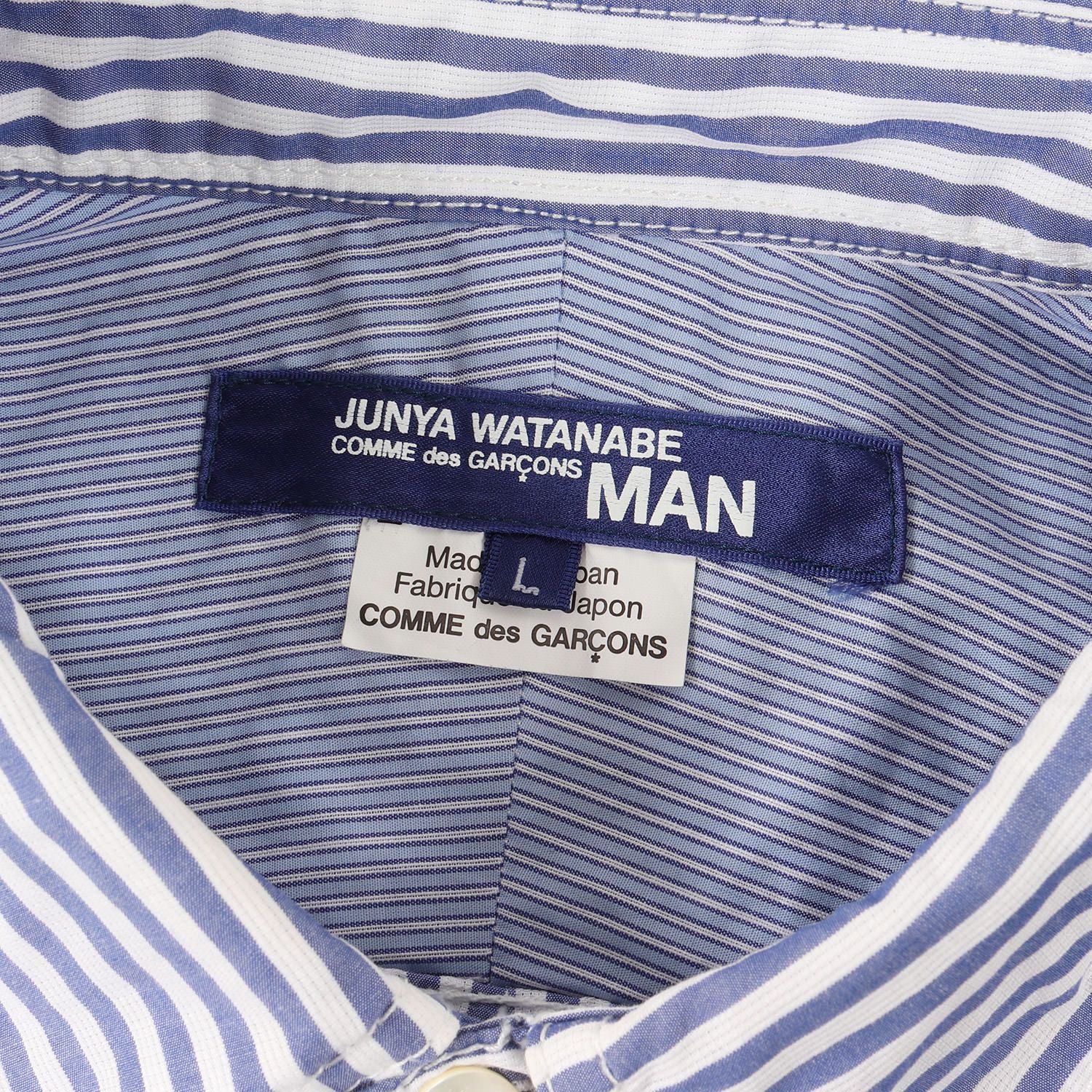 希少✨美品✨ジュンヤワタナベコムデギャルソン 丸襟 ストライプ 長袖シャツ SS JUNYA WATANABE MAN COMME des GARCONS ジュンヤワタナベ マン