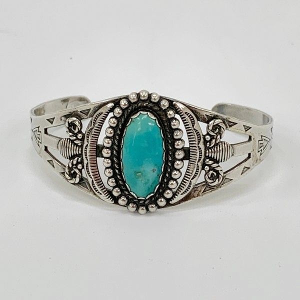 NAVAJO ナバホ族 ターコイズ カフブレスレット バングル ジュエリー ヴィンテージ 男女兼用 シルバー系 服飾 DF17010