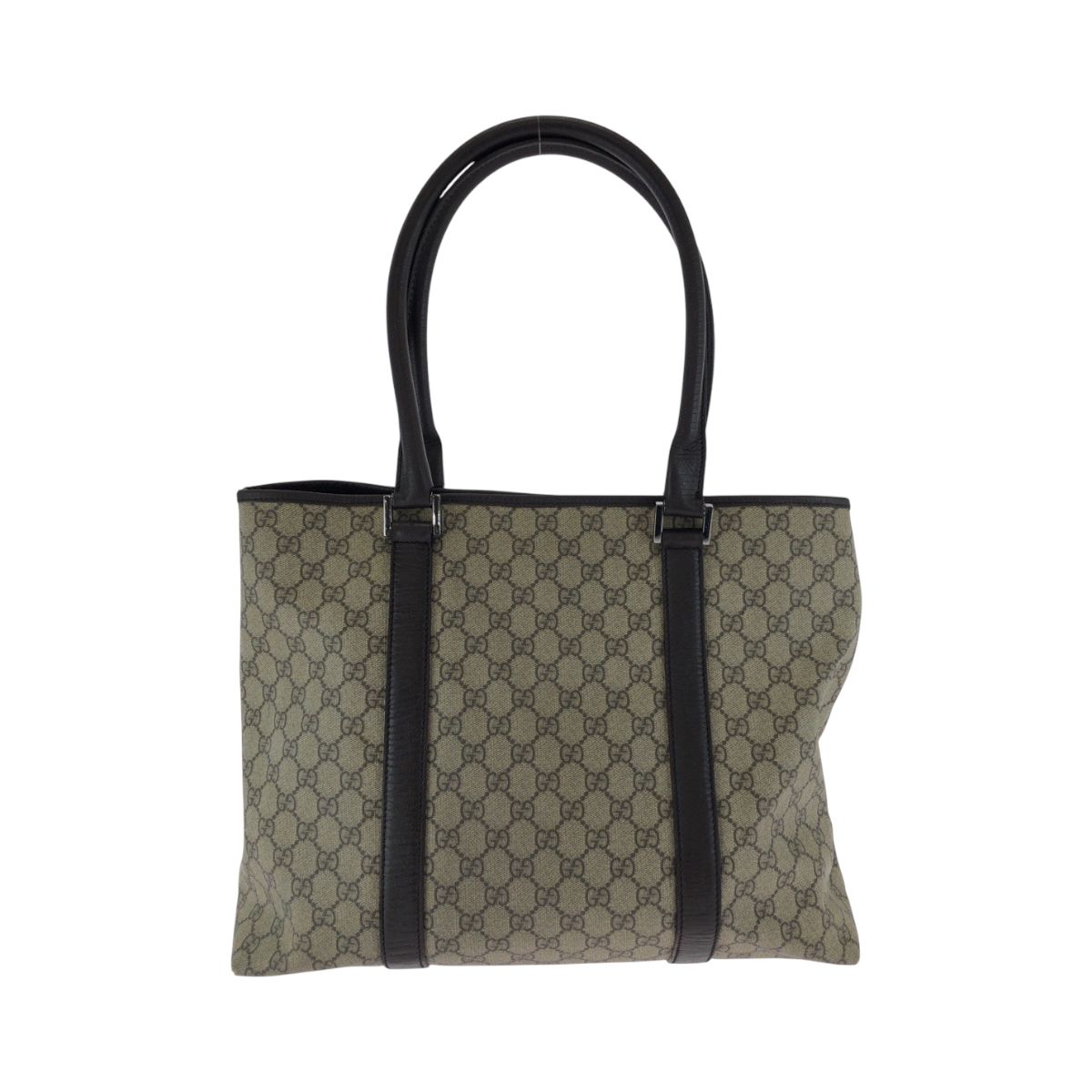 GUCCI バッグ GGキャンバス ハンドバッグ ダークブラウン シルバー金具 