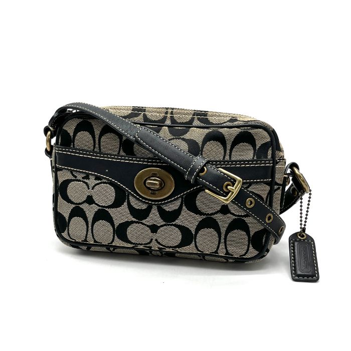 COACH コーチ シグネチャー キャンバス レザー ショルダー バッグ eH0985N