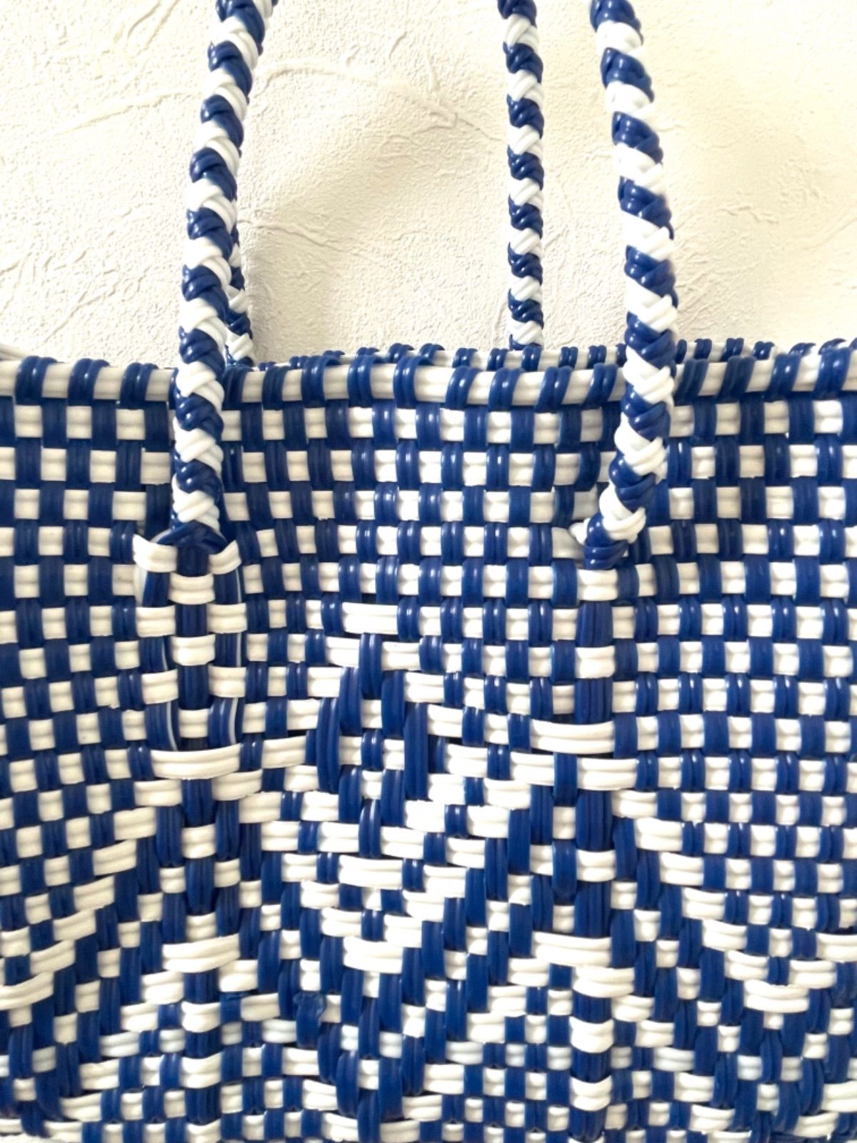 メキシコメルカドバッグXXS／ブルー×ホワイト - メルカリ