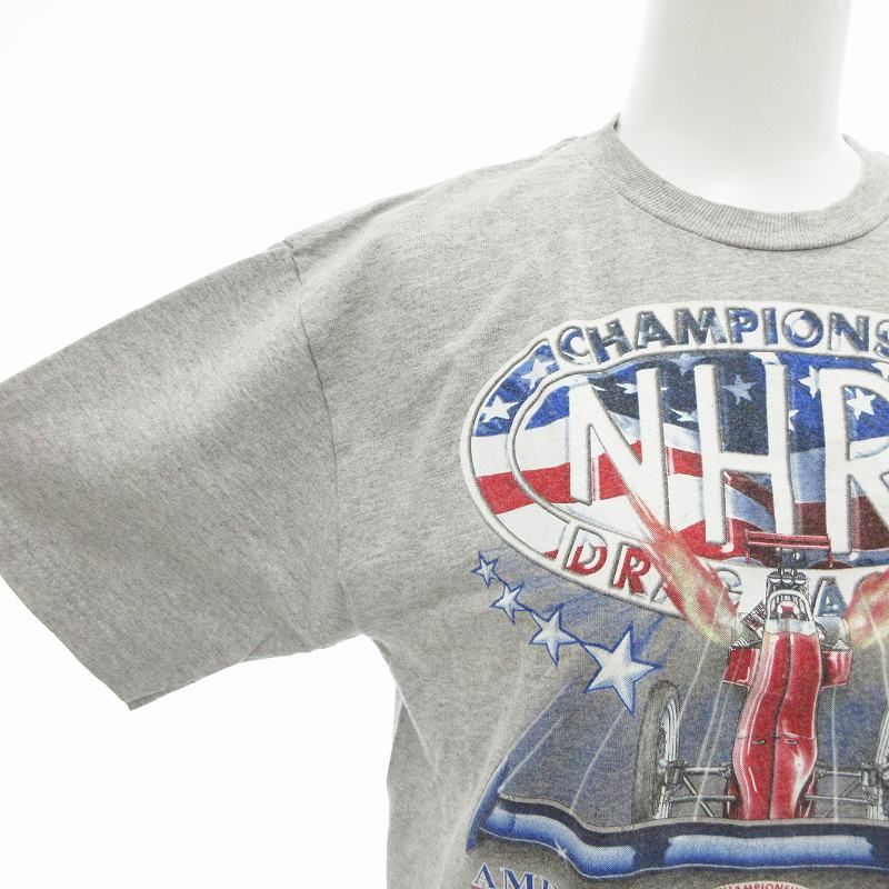 ジャージーズ JERZEES 90s 00s 美品 Tシャツ カットソー ドラッグレース NHRA 半袖 L グレー /AE レディース ジャージーズ JERZEES 90s 00s 美品 Tシャツ カットソー