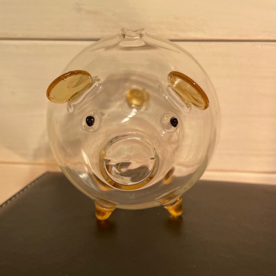 貯金箱 ブタ ガラス 透明 - メルカリ