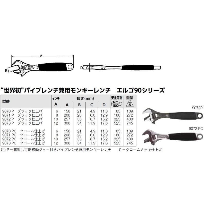 パイプレンチ兼用モンキーレンチ 9073P