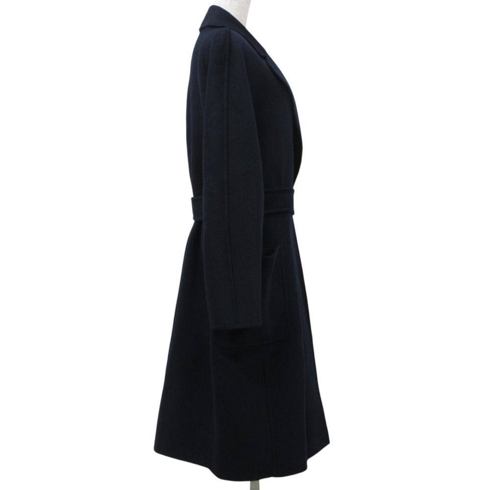 美品 'S MaxMara Sマックスマーラ リュドミラタイプ ウール カシミヤブレンド リバーロングコート 901603936 07 サイズ40 ネイビー レディース 古着 中古 USED 美品 'S MaxMara Sマックスマーラ リュドミラタイプ ウール カシミヤ