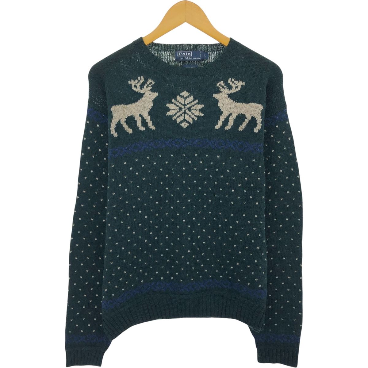 678】Poloラルフローレン ノルディック柄セーター 総柄 カシミア混