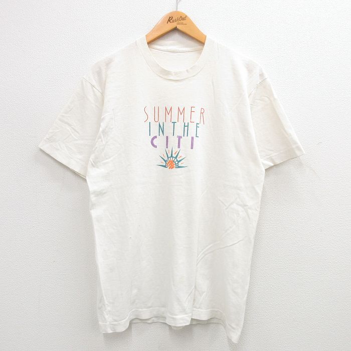 M/古着 半袖 ビンテージ Tシャツ メンズ 90s シティバンク クルーネック 白 ホワイト 24jun25 中古