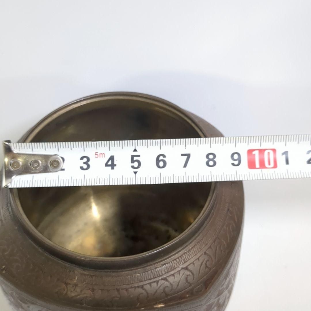 インド製 金工細工 小物入れ 刻印 ハンドメイド 茶筒 ボンボニエール