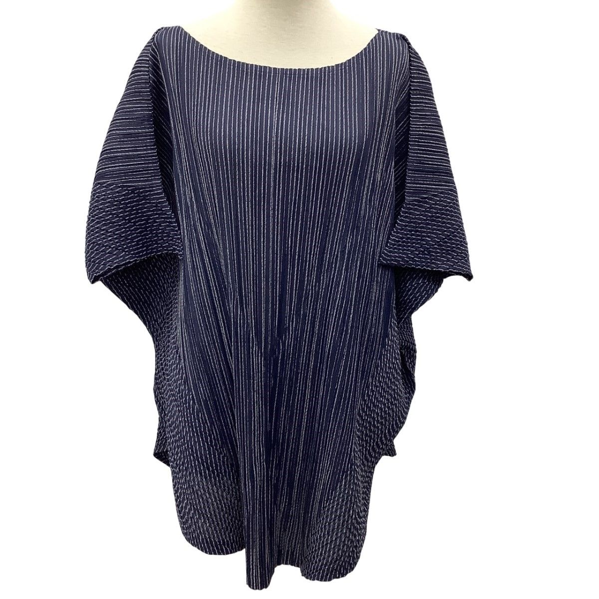 イッセイミヤケ カットソー ストライプ プリーツ ISSEY MIYAKE イッセイミヤケ PLEATS PLEASE 変形 カットソー