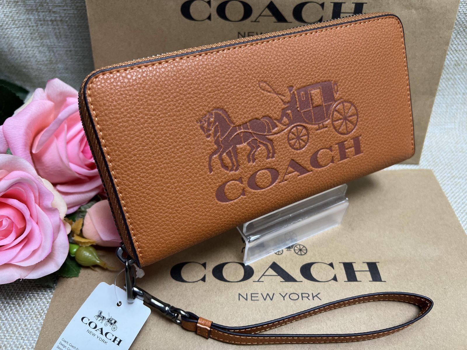 COACH 長財布 コーチ 財布 エンボスド レザー ロング ジップアラウンド