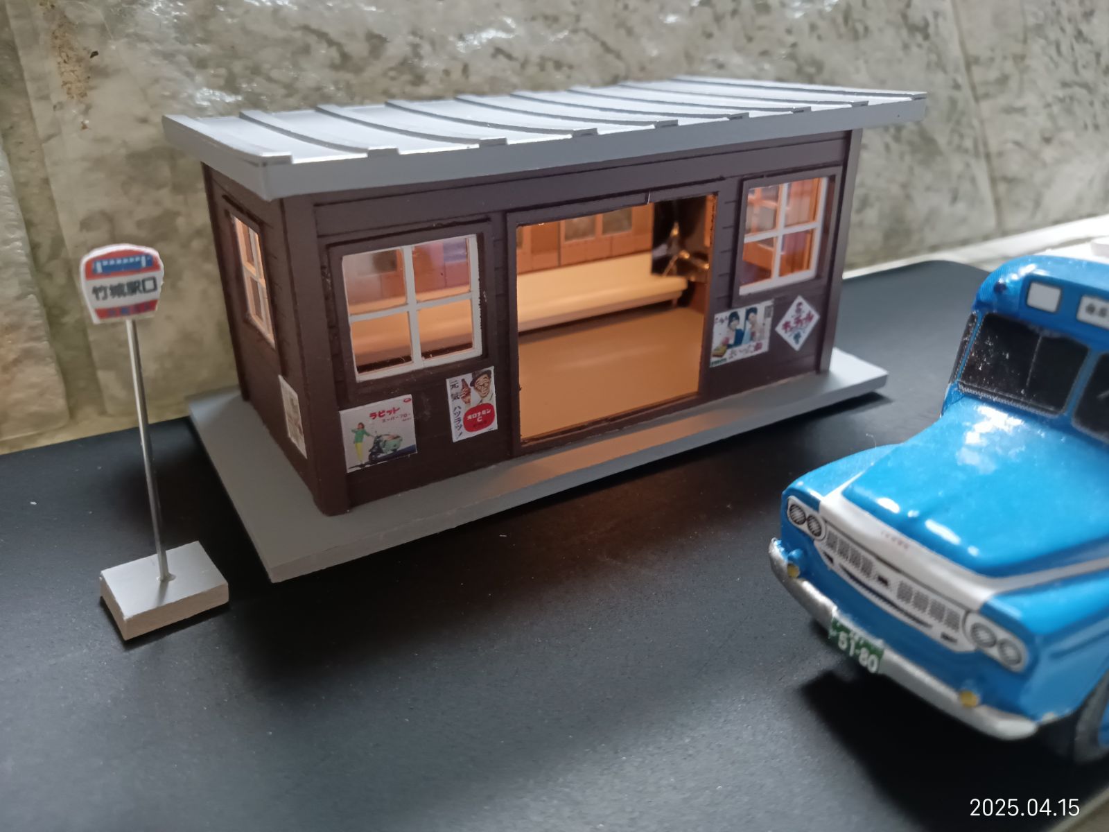 Nゲージ 鉄道ジオラマ　ローカル線駅前　照明　田舎の駅　バス停　街灯 Nゲージ 鉄道ジオラマ ローカル線駅前 照明 田舎の駅 バス停 街灯 N