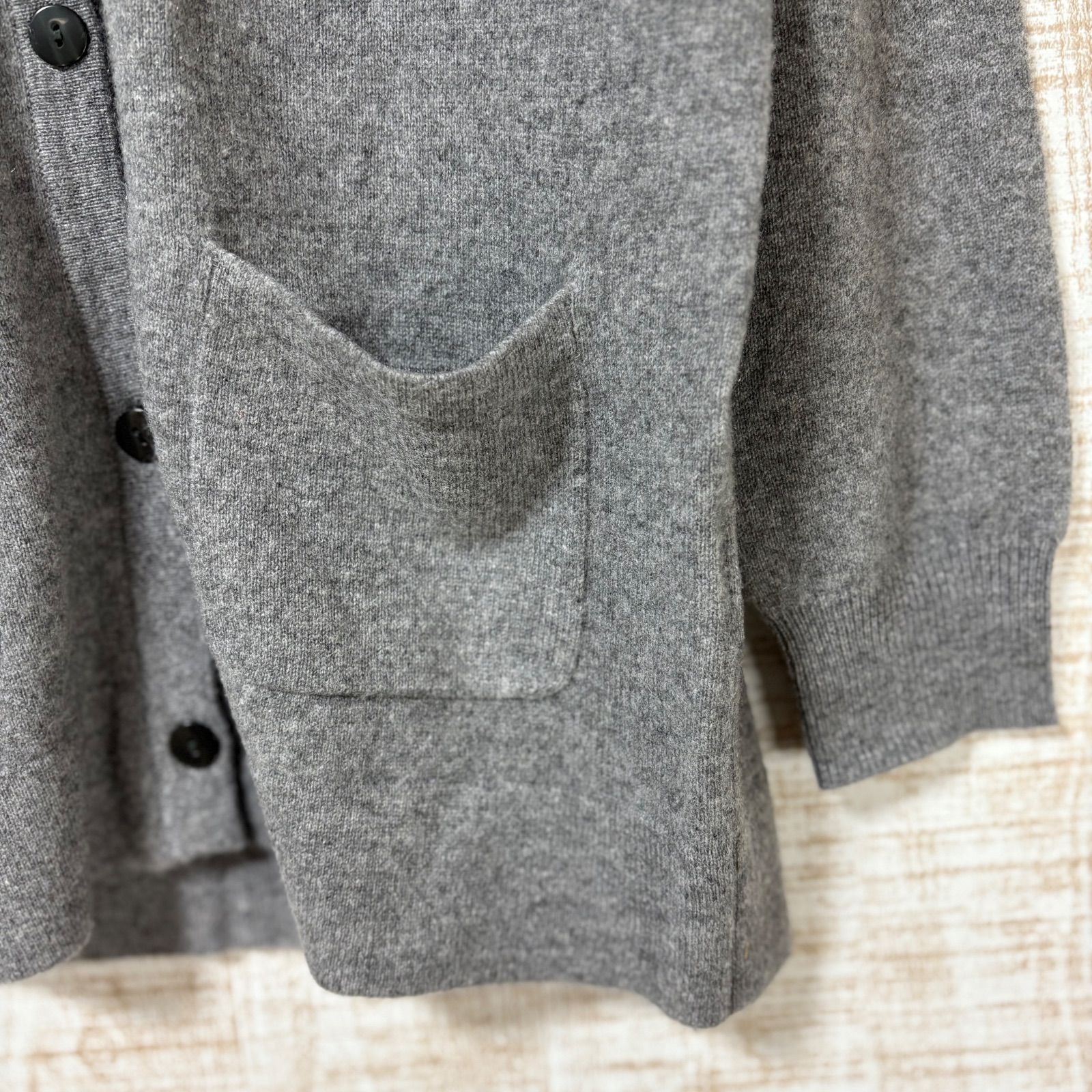 高島屋 カシミヤ100% カーディガン Lサイズ ライトグレー 上質素材