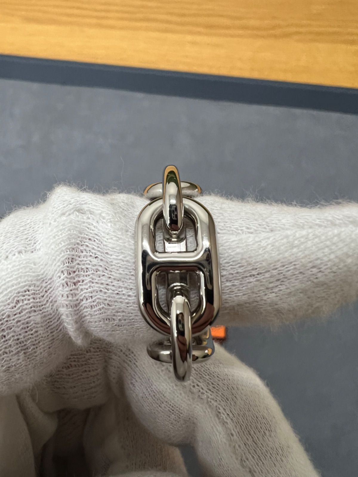 【美品】エルメス　シェーヌダンクル スカーフリング シルバー　レガート HERMES 【新品同様】エルメス レガート シェーヌダンクル