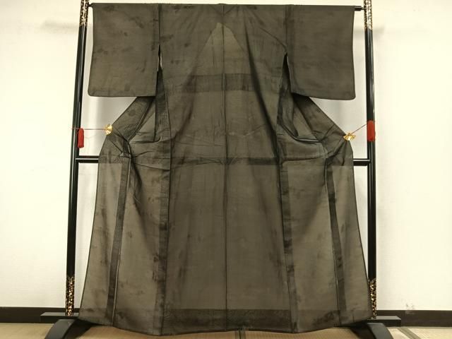 平和屋着物▽京の名門・菱屋六右ェ門　小紋　無双　紗袷　紗×紗　立波文　反端付き　正絹　逸品　AAAW7897fy 平和屋着物▽京の名門・菱屋六右ェ門 小紋 無双 紗袷 紗×紗 立波文 反