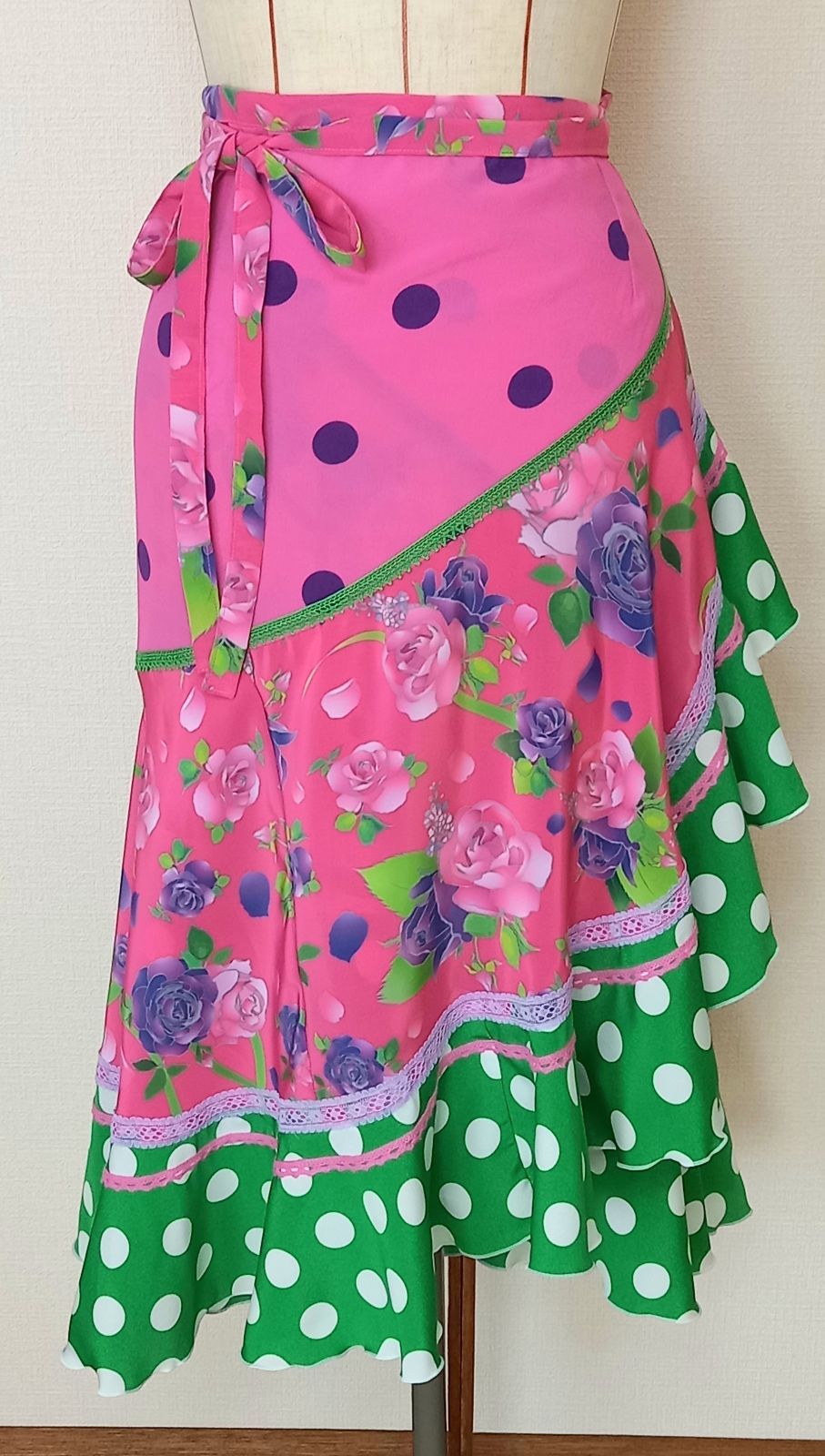 新品］巻きスカート フリーサイズ ピンク、紫、グリーン/フラメンコ
