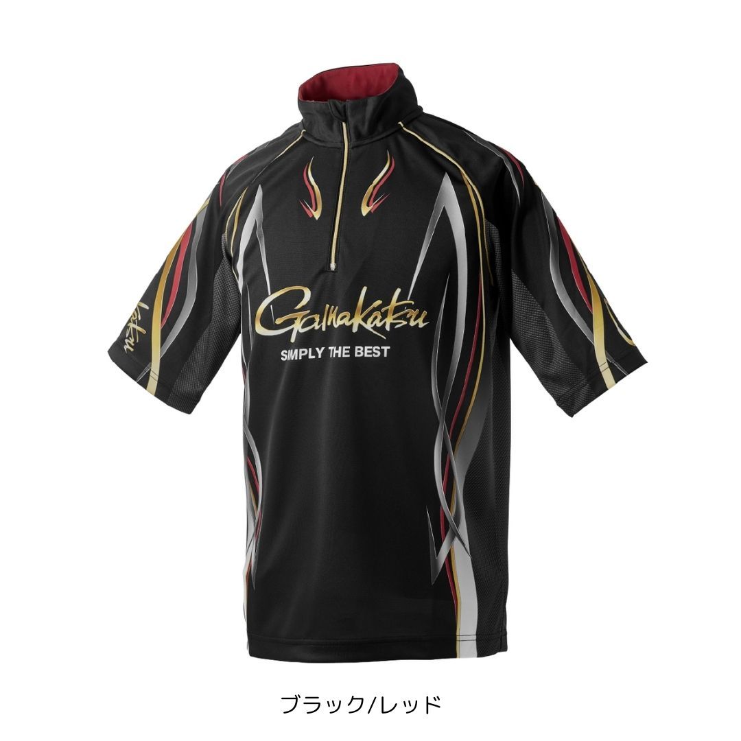 GM3735 2WAYプリントジップシャツ(半袖) #Mサイズ #ブラック