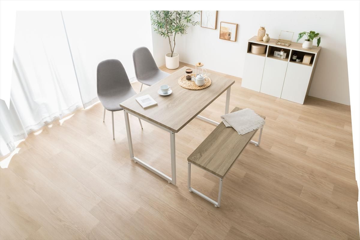 4点セット】Moku 幅110cmダイニングテーブル+ダイニングベンチ+チェア2脚
