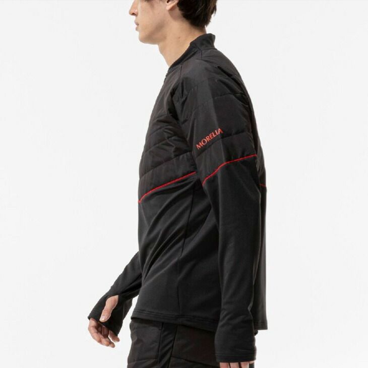 ミズノ ハイブリッドトレーニングトップ 長袖 メンズ mizuno MORELIA モレリア ハーフジップ 中綿入り プルオーバー スリムフィット 吸湿発熱 サッカー スポーツウェア トップス 男女兼用 服 P2MEC503 LLC-HASEGAWATOSO_COM