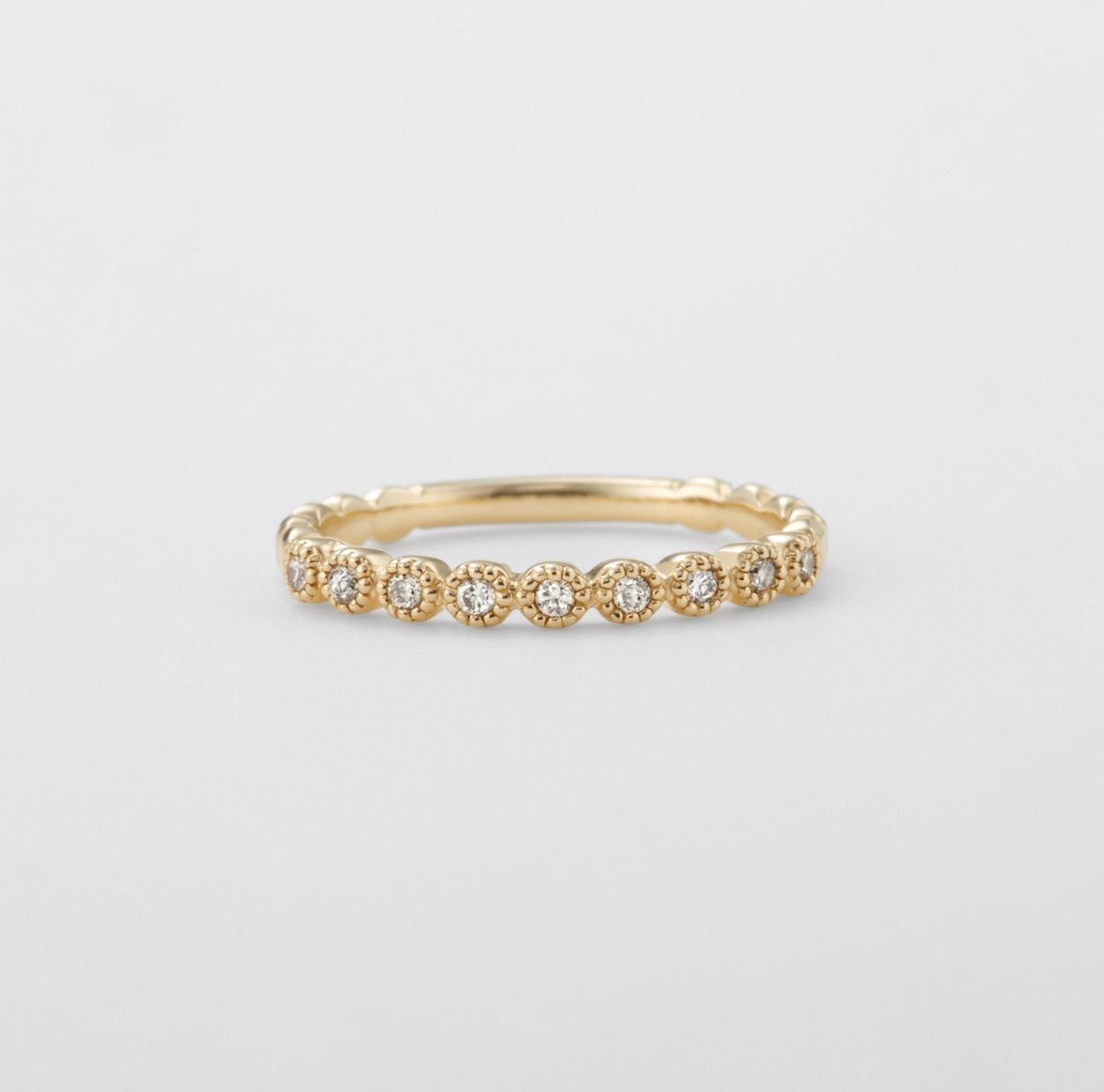 agete アガット　K10YG ダイヤ　ピンキーリング　5号　フリルリング agete◇K10YG*5号*フリルピンキーリング*アガット*ダイヤモンド