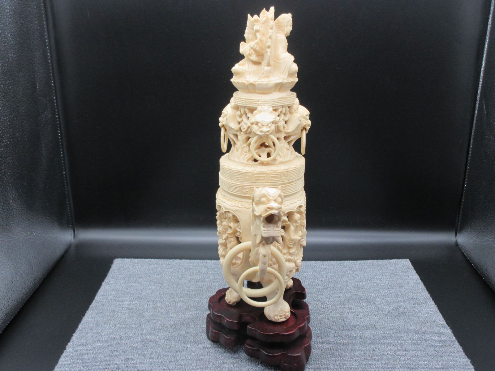 中国美術　超美品　細工　天然素材　東洋彫刻　置物　マンモス牙　彫刻 古美術