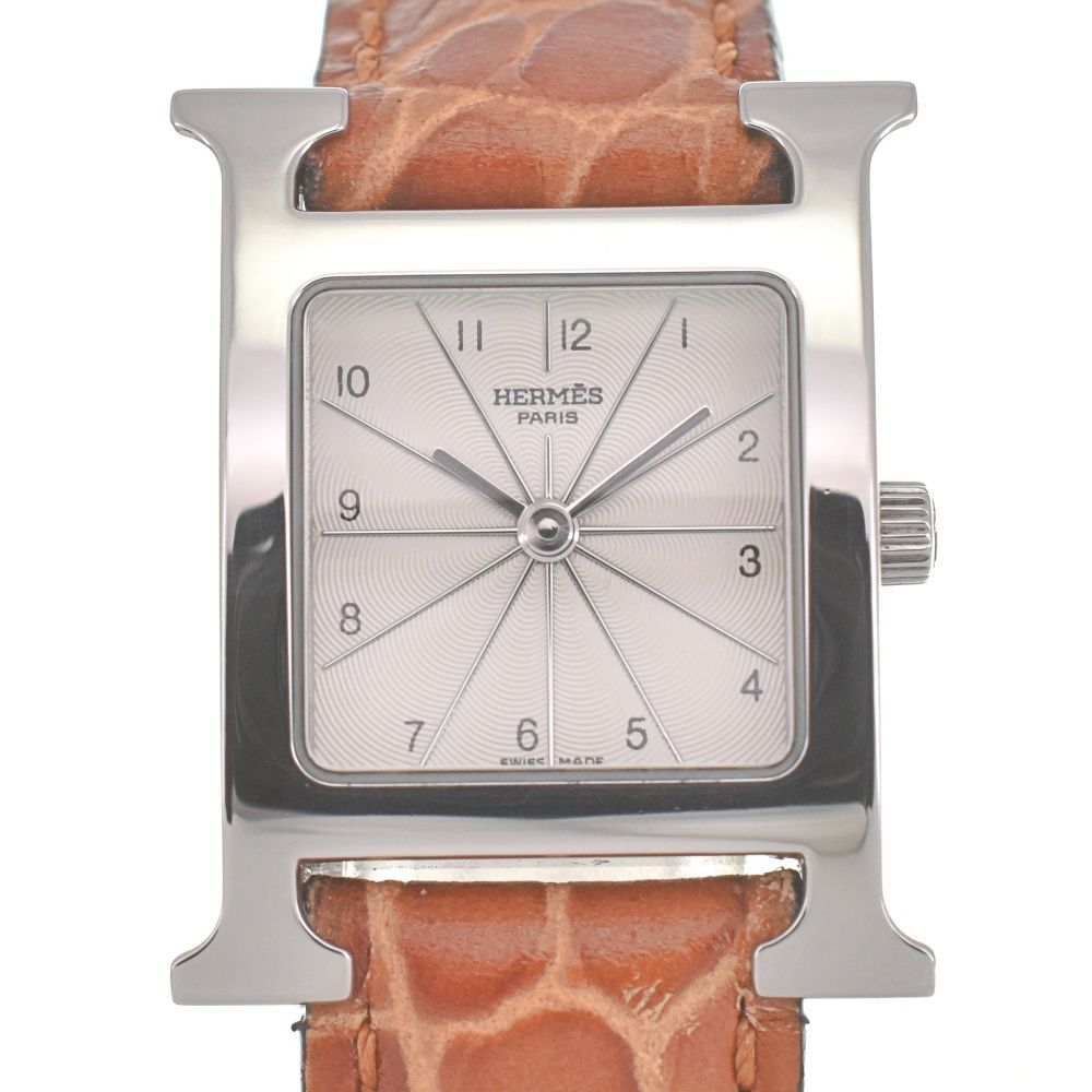 エルメス HERMES HH1.210 Hウォッチ SS|レザー クォーツ レディース 箱 保証書付き L 140014