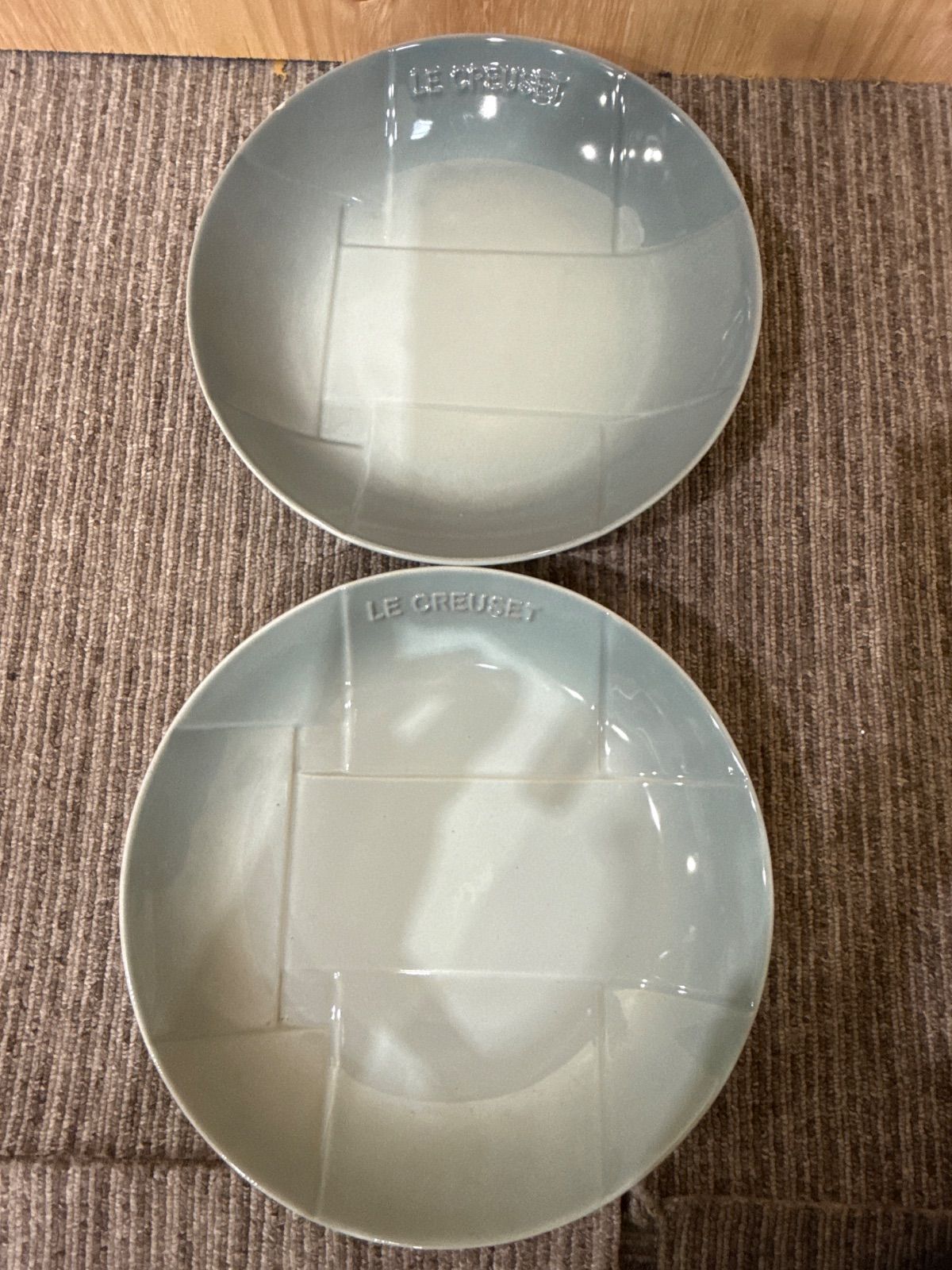SGM ル クルーゼ 深皿 メッシュ ラウンド ディッシュ 22cm 水色系