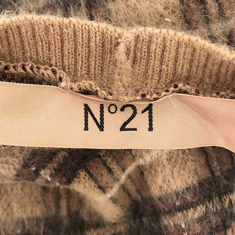 N°21 - 【美品】  N°21 / ヌメロヴェントゥーノ | チェック カシミヤ混  ニット | 42 | ベージュ/ブラック/ピンク | レディース 美品】 N°21 / ヌメロヴェントゥーノ | チェック カシミヤ混