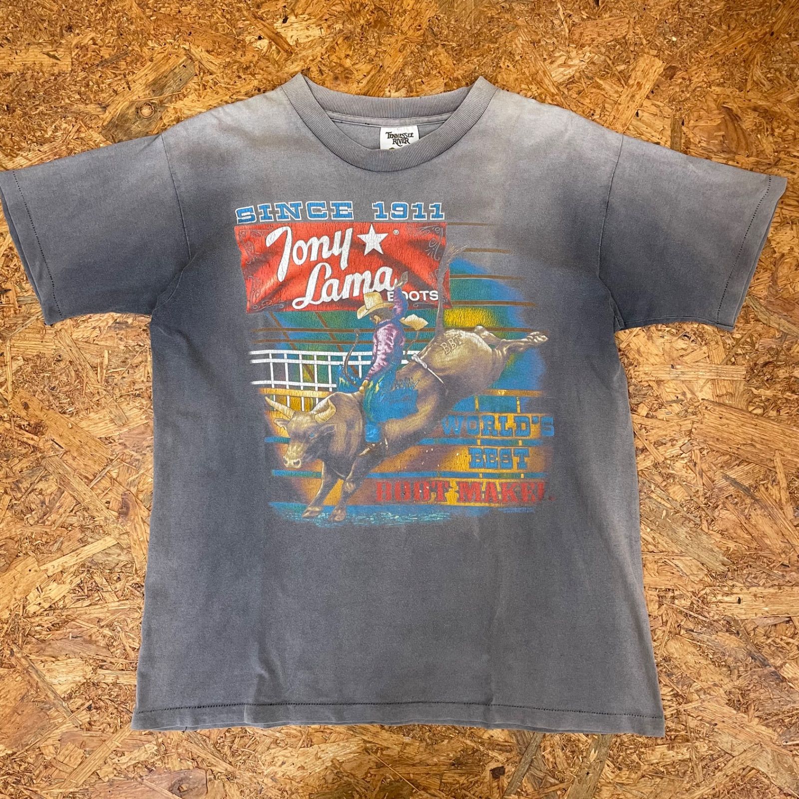 USA製 '90s TENNESSEE RIVER プリントTシャツ M グレー 90年代 