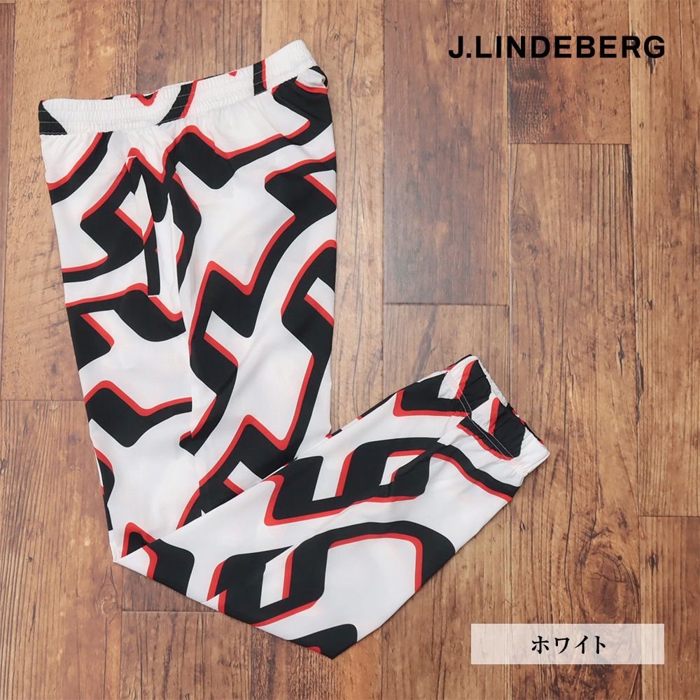 J.LINDEBERG 46 M サイズ イージーパンツ 071-79921 軽量 吸水速乾 通気性◎ 防風 ロゴ プリント ゴルフ メンズ 紳士 ジェイリンドバーグ 白 ホワイト mc192
