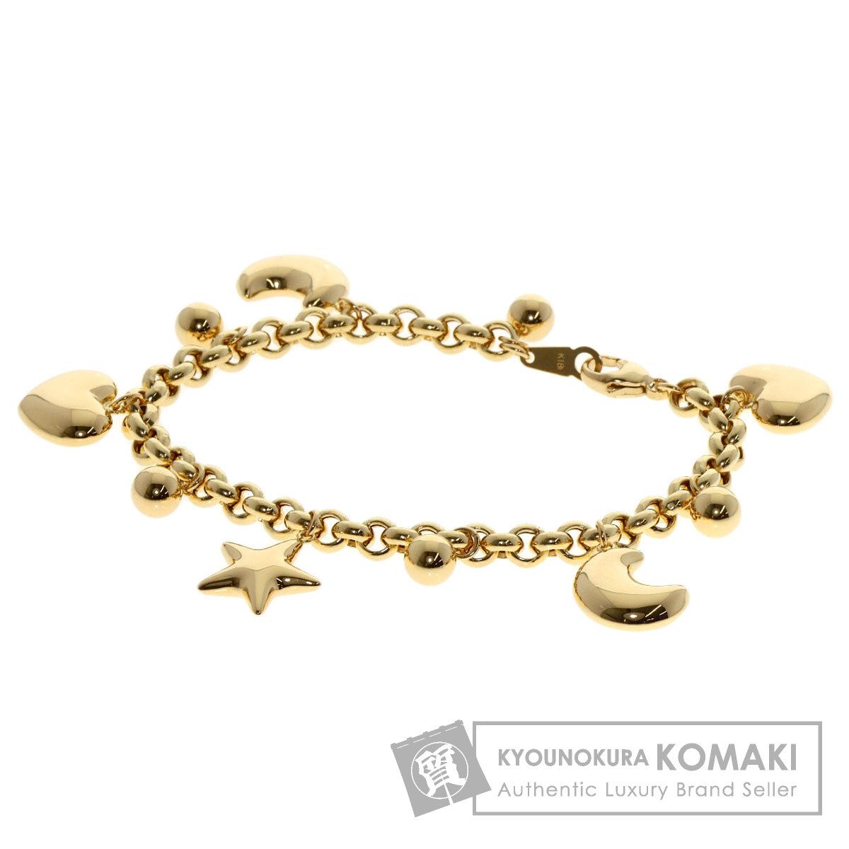 SELECT JEWELRY セレクトジュエリー スター ムーン ハート チャーム ブレスレット K18YG レディース