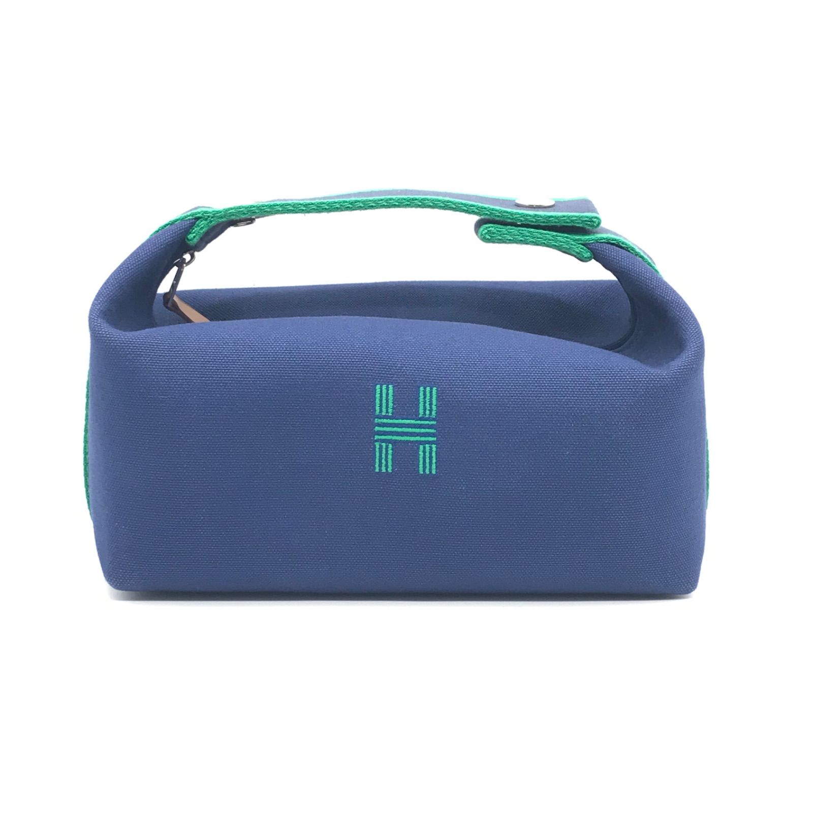 エルメス コットン キャンバス ブリッドアブラック PM ハンドバッグ ポーチ ブルーマリン フォロワー10％引きクーポンあり