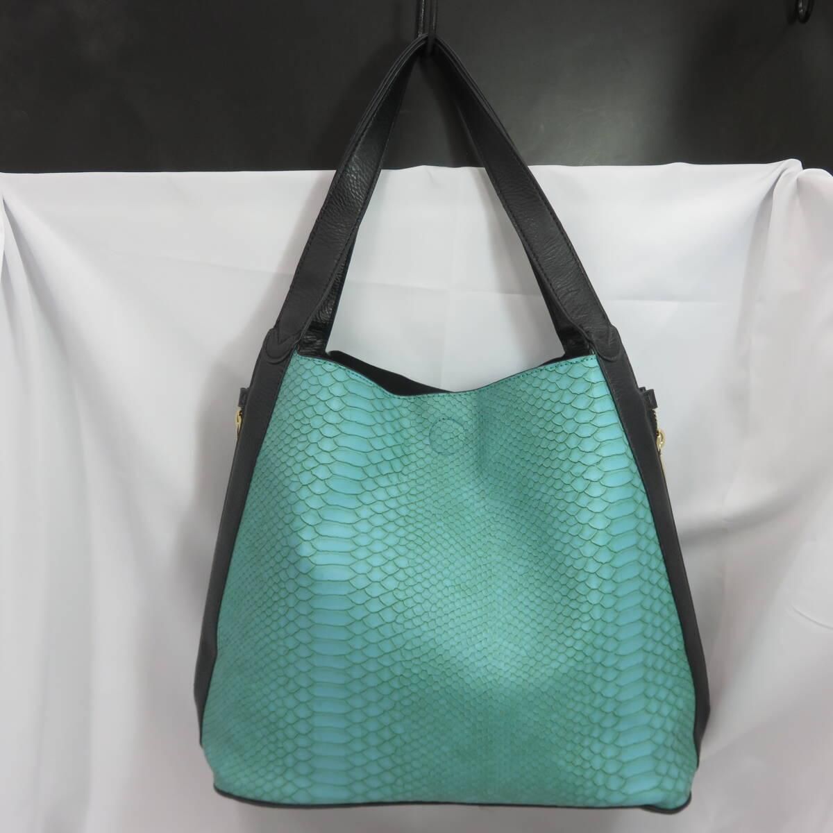 D.KELLY 3way トートバッグ ショルダー ポーチ付き ターコイズブルー 