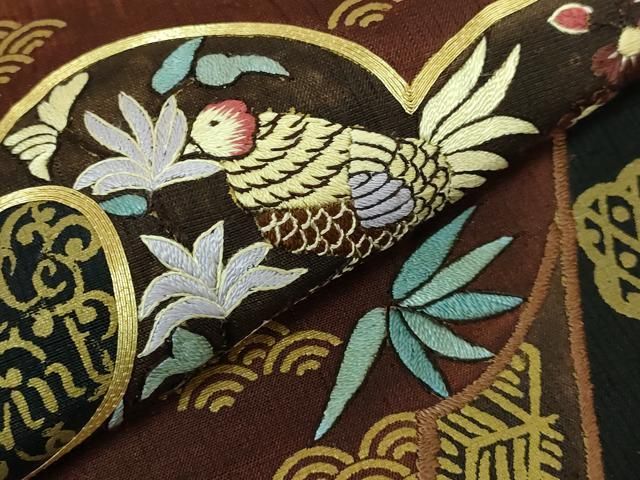 平和屋着物□極上 児島廣和 アトリエ 聖jin苑 太鼓柄袋帯 駒刺繍 紬地  