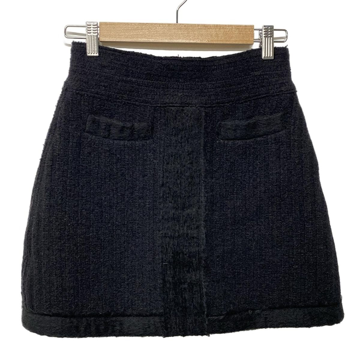 CHANEL シャネル ミニスカート サイズ34 S レディース - P31575 黒 ひざ丈 ツイード