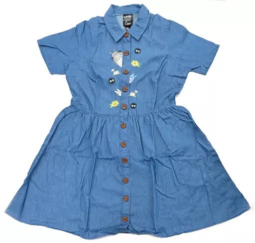 【】衣類 トトロ Button Front ドレス ブルー Mサイズ(日本サイズL相当) 「となりのトトロ」 スタジオジブリ×HOT TOPIC アパレルコレクション HARAJUKU COLLECTIVEグッズ