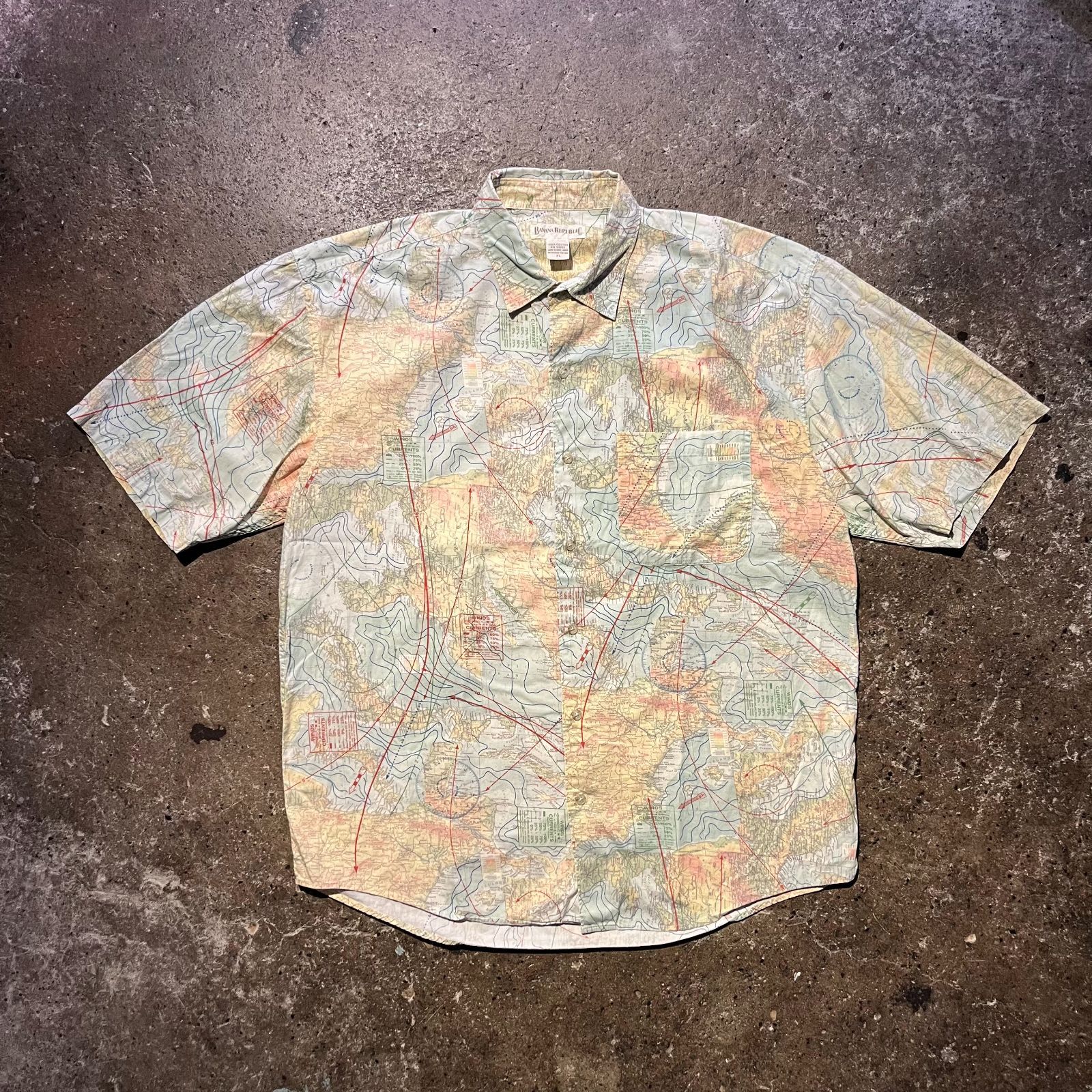 BANANA REPUBLIC 90s 世界地図半袖シャツ マップ バナナリパブリック 1990s