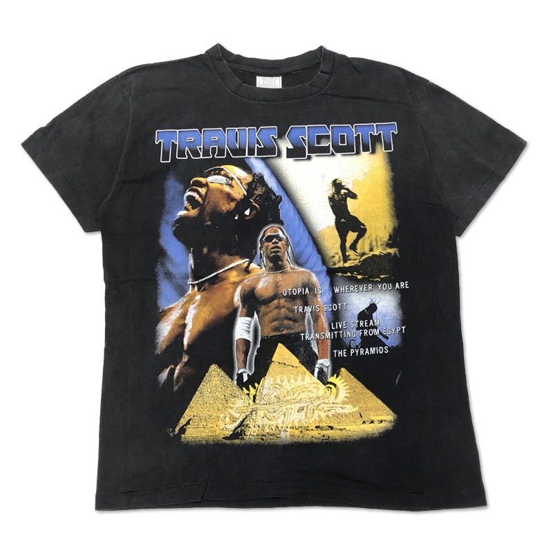 新品 トラヴィス・スコット Tシャツ 半袖 TRAVIS SCOTT ラップTシャツ サイズ：メンズ L ブラック 【PI】