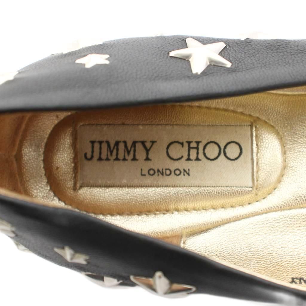 ⭐️未使用⭐️ ジミーチュウ　スタースタッズ　フラットシューズ　ブラック　レザー ⭐️未使用⭐️ ジミーチュウ スタースタッズ フラットシューズ
