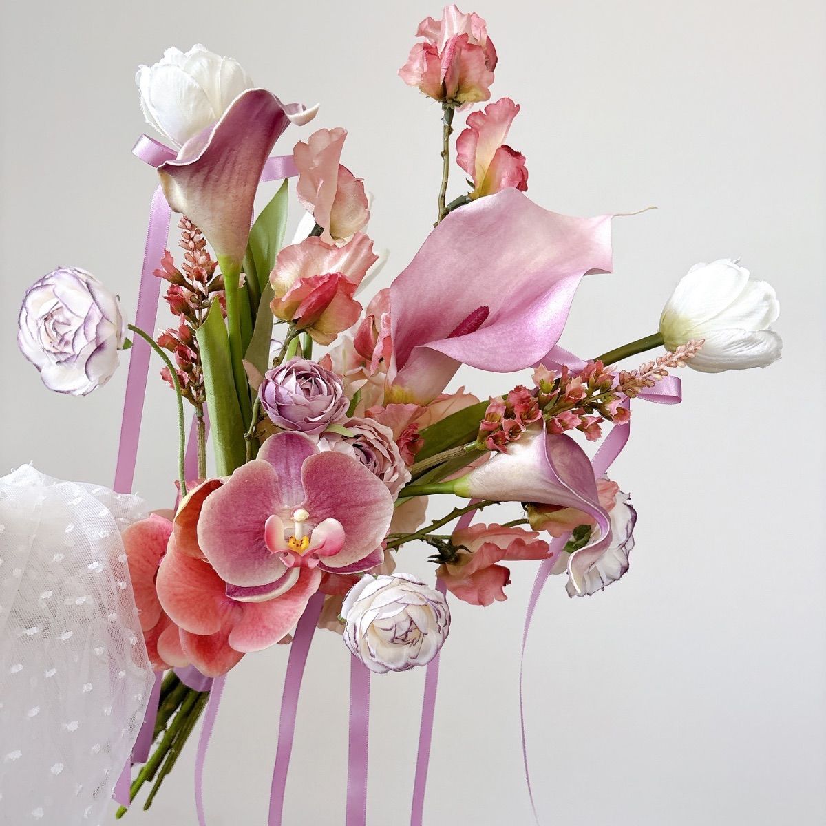 美品】アーティフィシャルフラワー ブーケ ブートニア付き カラー