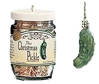 Roman 2-Piece Exclusive Christmas Pickle and Decorated Glass Jar Hanging Ornament 3.8cm