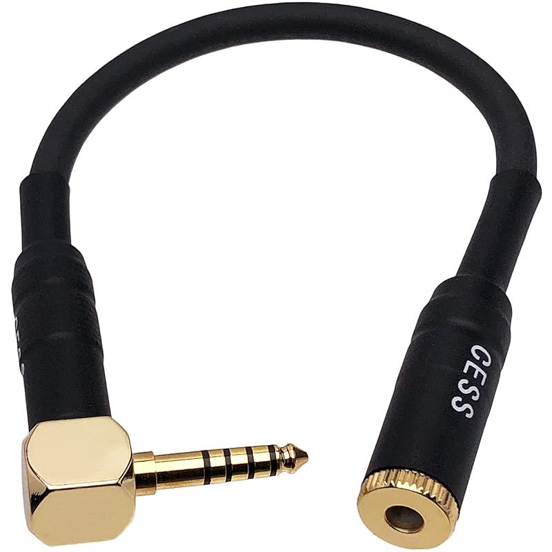 CESS-247 ライトアングル 4.4mm 延長ケーブル、4.4mm メス-オス ヘッドフォン用、6インチ