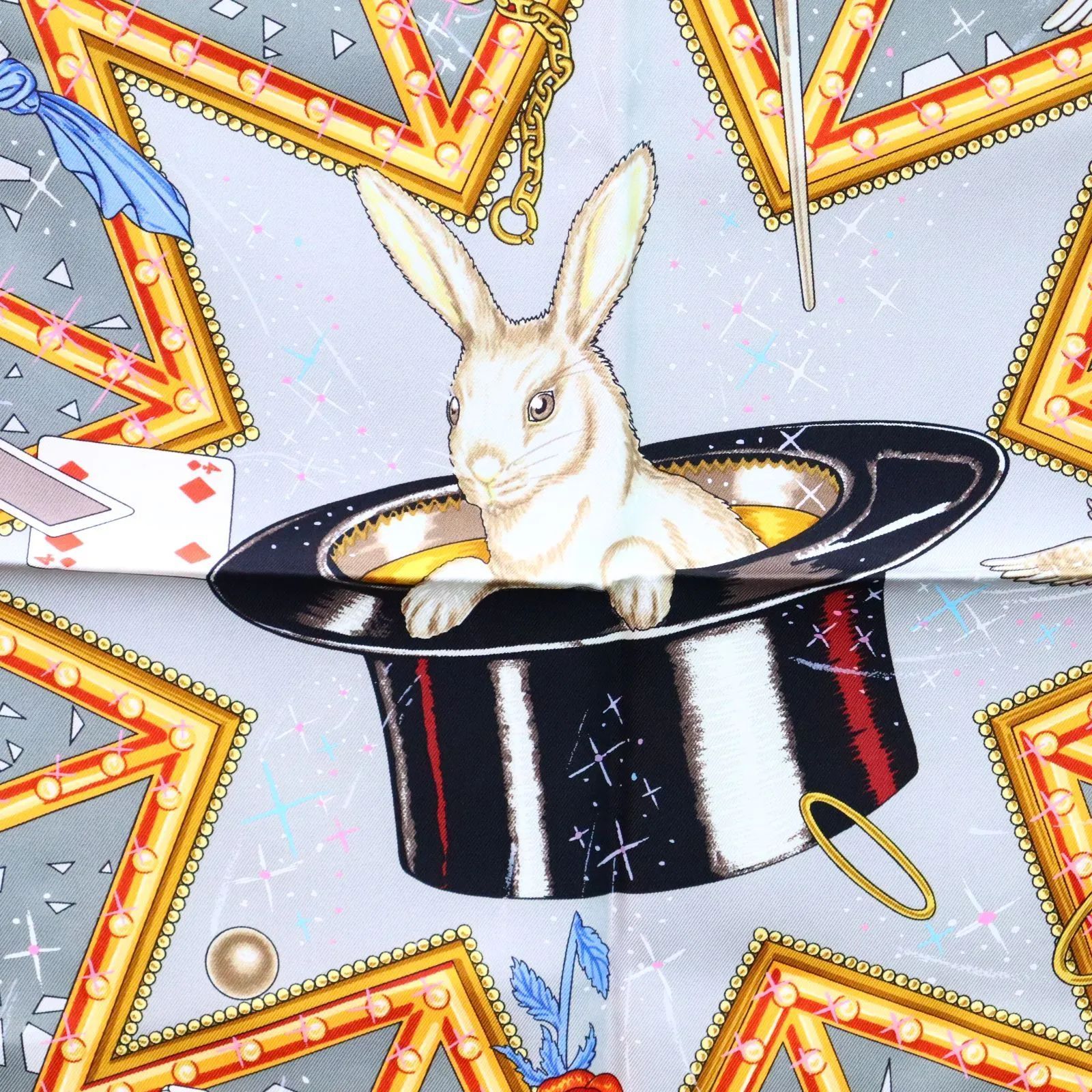 【専用】HERMESエルメスカ90 LA MAGIEマジックウサギシルク 極美品 エルメス シルクスカーフ カレ90 マジック うさぎ すごろく