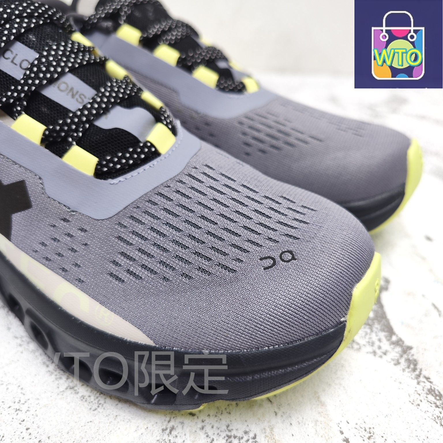 On Cloudmonsterシューズ グレー/イエロー オン On CLOUDMONSTER クラウドモンスター レディース 厚底