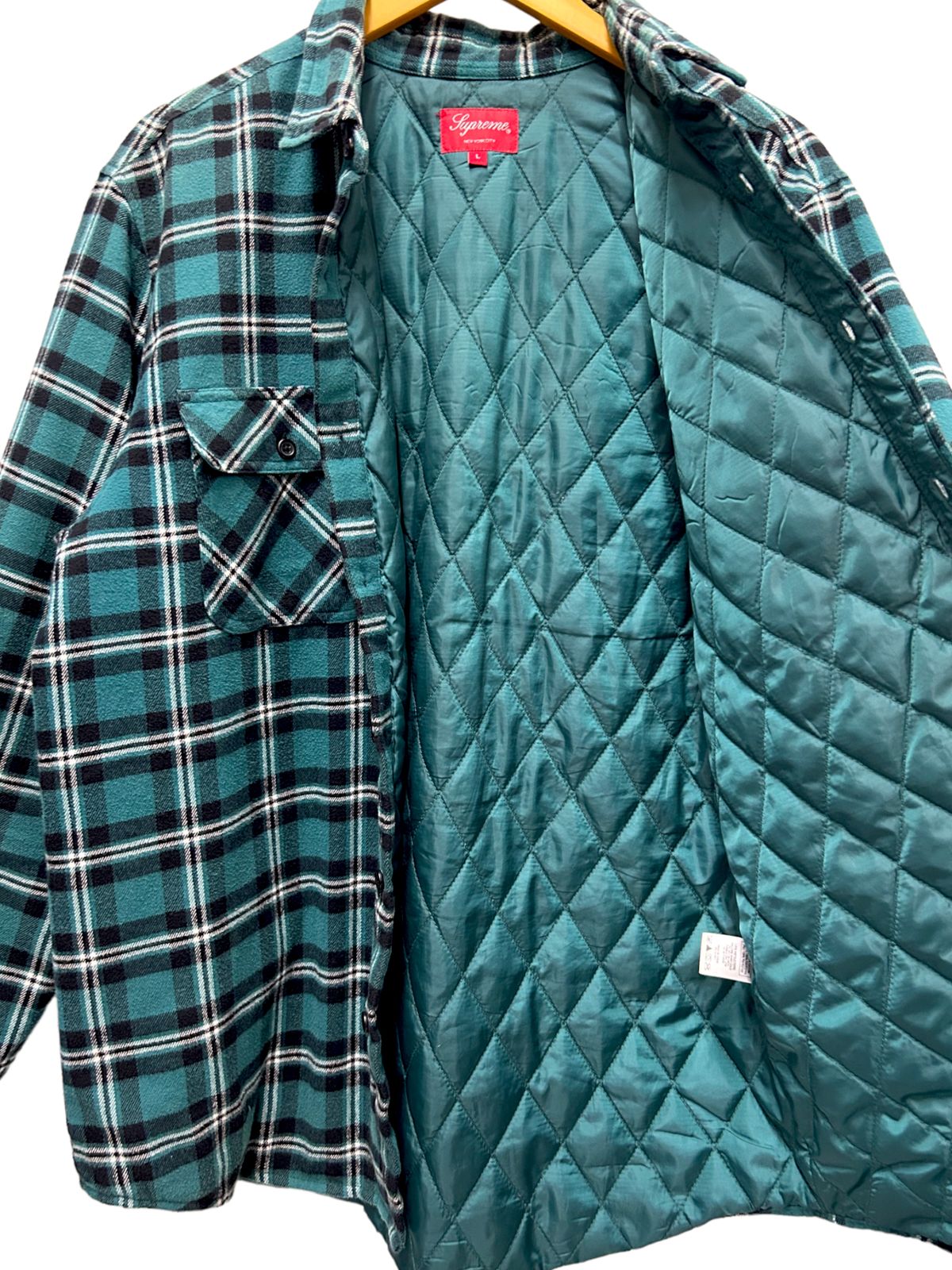 Arc Logo Quilted Flannel Shirt 緑 L