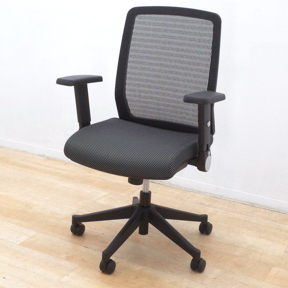 コイズミファニテック 肘付オフィスチェア JG41481BK ブラック 跳ね上げ肘 パソコンチェア ロッキング メッシュ EG17986 オフィス家具